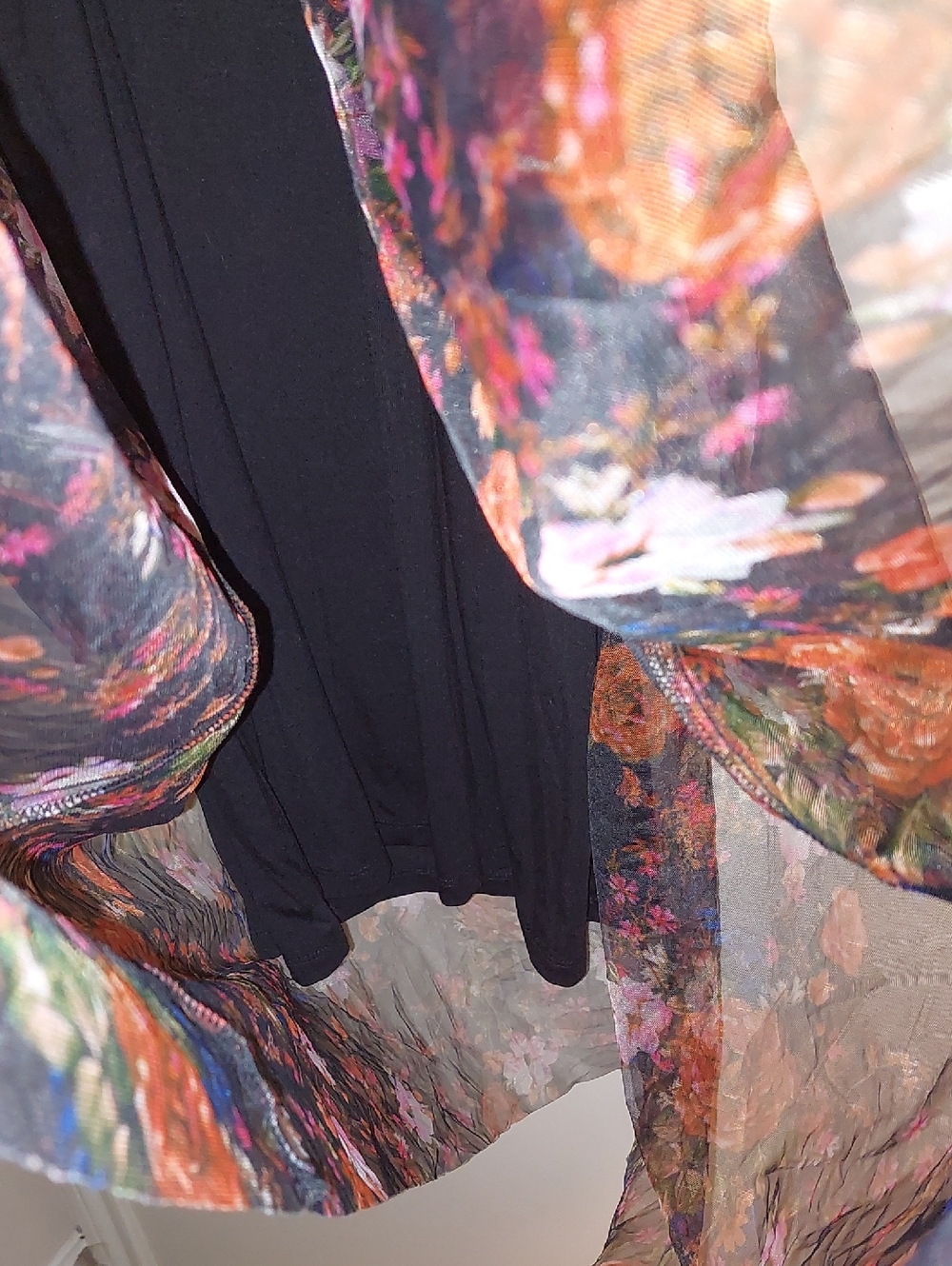 Torrid Black Multi-Color Floral Print Mesh Skater Midi Dress Sz 1X - Picture 12 of 15